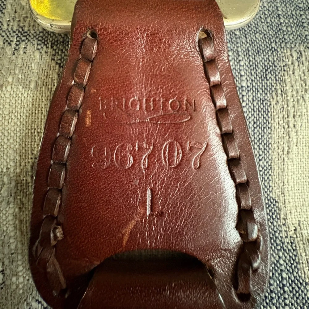 Vintage Brighton Brown Hinged Genuine Leather Belt Silver Buckle Western Coastal